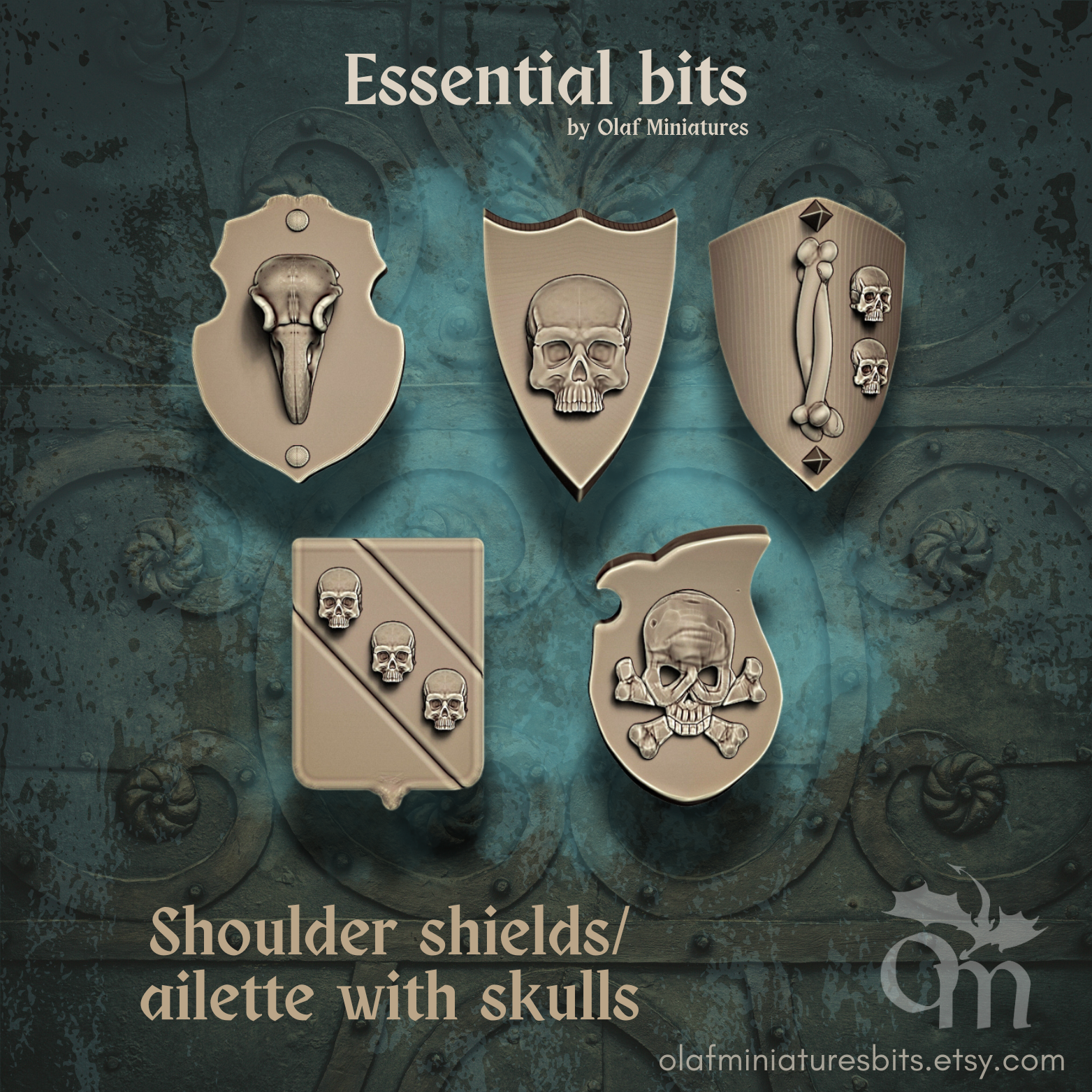 Shoulder shields/ ailette with skulls